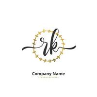 RK Initial handwriting and signature logo design with circle. Beautiful design handwritten logo for fashion, team, wedding, luxury logo. vector