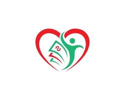 diseño de logotipo de concepto de forma de corazón de dinero con diseño de vector de símbolo humano de icono de efectivo.