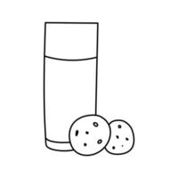 vaso de leche y galletas. vector