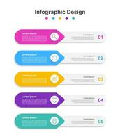 plantilla de infografía empresarial abstracta colorida de cinco pasos vector