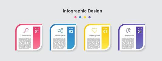 plantilla de infografía empresarial abstracta colorida de cuatro pasos vector