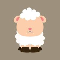 Linda ovejita sentada animal de granja en ilustración vectorial de dibujos animados animados vector