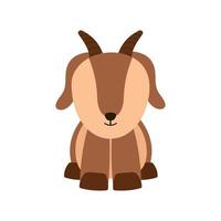 Cute Goat Sitting Farm Animal in Animated Cartoon Vector Illustration