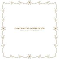 Leaf and flower pattern design with a square border frame vector