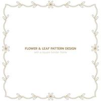 Leaf and flower pattern design with a square border frame vector