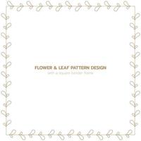 Leaf and flower pattern design with a square border frame vector