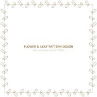 Leaf and flower pattern design with a square border frame vector