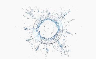 3d clear blue water scattered around, water splash transparent, isolated on white background. 3d render illustration photo