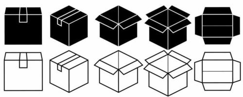 conjunto de iconos de caja aislado sobre fondo blanco vector