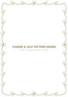 Leaf and flower pattern design with a rectangle border frame vector