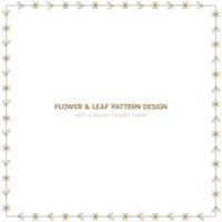 Leaf and flower pattern design with a square border frame vector