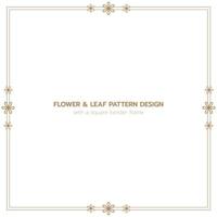 diseño de patrón de hojas y flores con un marco de borde cuadrado vector