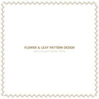 Leaf and flower pattern design with a square border frame vector