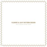 Leaf and flower pattern design with a square border frame vector