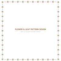 Leaf and flower pattern design with a square border frame vector