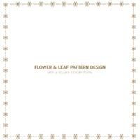 Leaf and flower pattern design with a square border frame vector