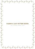 Leaf and flower pattern design with a rectangle border frame vector