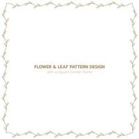 Leaf and flower pattern design with a square border frame vector