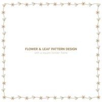 Leaf and flower pattern design with a square border frame vector