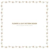 Leaf and flower pattern design with a square border frame vector