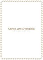 Leaf and flower pattern design with a rectangle border frame vector