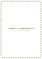 Leaf and flower pattern design with a rectangle border frame vector