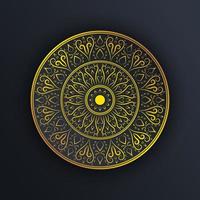 Vector luxury ornamental mandala design background in gold color. Invitation template with floral mandala ornament.