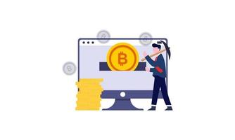 Los inversores en minería de criptomonedas de minería de bitcoin invierten en el concepto de tecnología de bitcoin vector