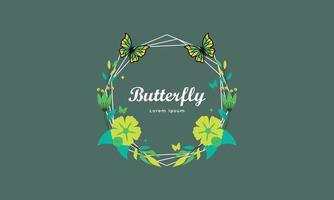 Wreath template and butterfly logo in watercolor style vector