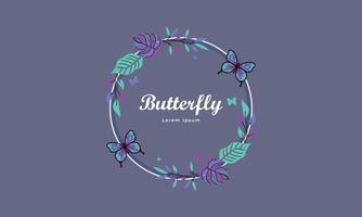 Wreath template and butterfly logo in watercolor style vector