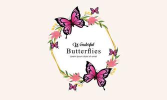 Wreath template and butterfly logo in watercolor style vector