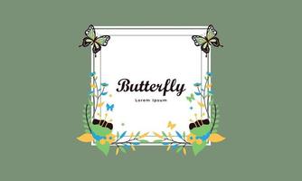Wreath template and butterfly logo in watercolor style vector
