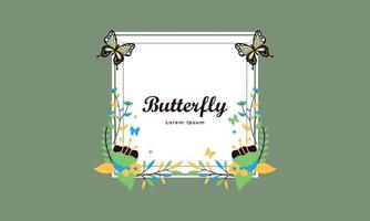 Wreath template and butterfly logo in watercolor style vector