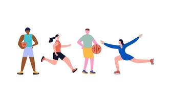 Summer sports of various athletes vector illustration