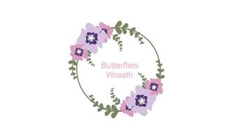 Wreath template and butterfly logo in watercolor style vector