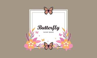 Wreath template and butterfly logo in watercolor style vector