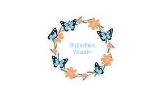 Wreath template and butterfly logo in watercolor style vector