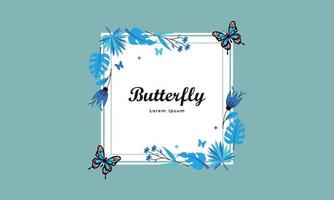 Wreath template and butterfly logo in watercolor style vector