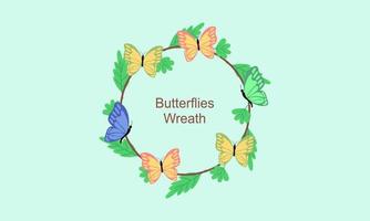 Wreath template and butterfly logo in watercolor style vector