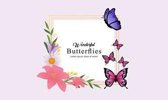 Wreath template and butterfly logo in watercolor style vector