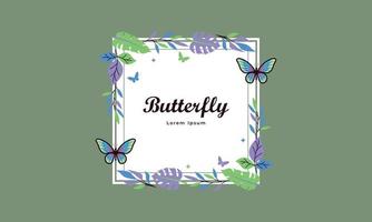 Wreath template and butterfly logo in watercolor style vector