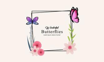 Wreath template and butterfly logo in watercolor style vector