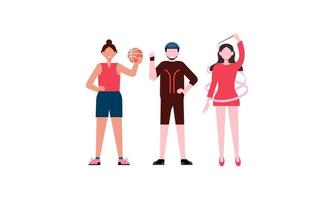 Summer sports of various athletes vector illustration