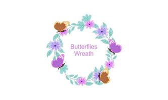 Wreath template and butterfly logo in watercolor style vector