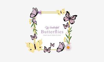 Wreath template and butterfly logo in watercolor style vector