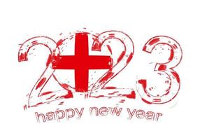 2023 Year in grunge style with flag of England. vector