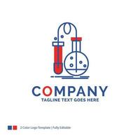 Company Name Logo Design For Testing. Chemistry. flask. lab. science. Blue and red Brand Name Design with place for Tagline. Abstract Creative Logo template for Small and Large Business. vector