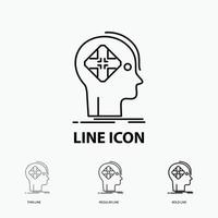 Advanced. cyber. future. human. mind Icon in Thin. Regular and Bold Line Style. Vector illustration