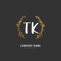 TK Initial handwriting and signature logo design with circle. Beautiful design handwritten logo for fashion, team, wedding, luxury logo. vector