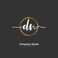 DN Initial handwriting and signature logo design with circle. Beautiful design handwritten logo for fashion, team, wedding, luxury logo. vector